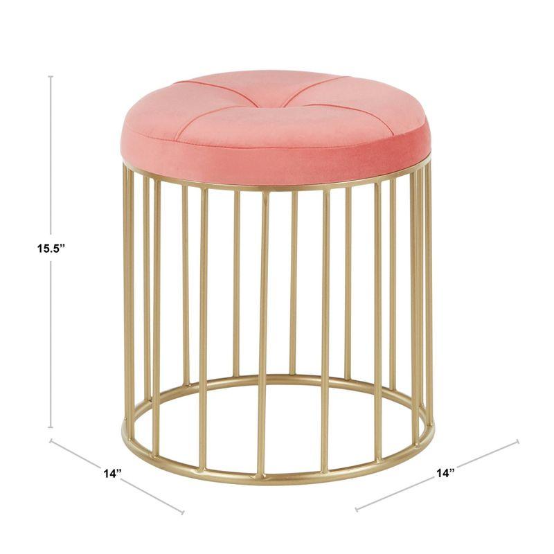 Canary Contemporary Nesting Ottomans Gold/Cream - LumiSource: Gold-Tone Metal, Velvet, No Assembly Required