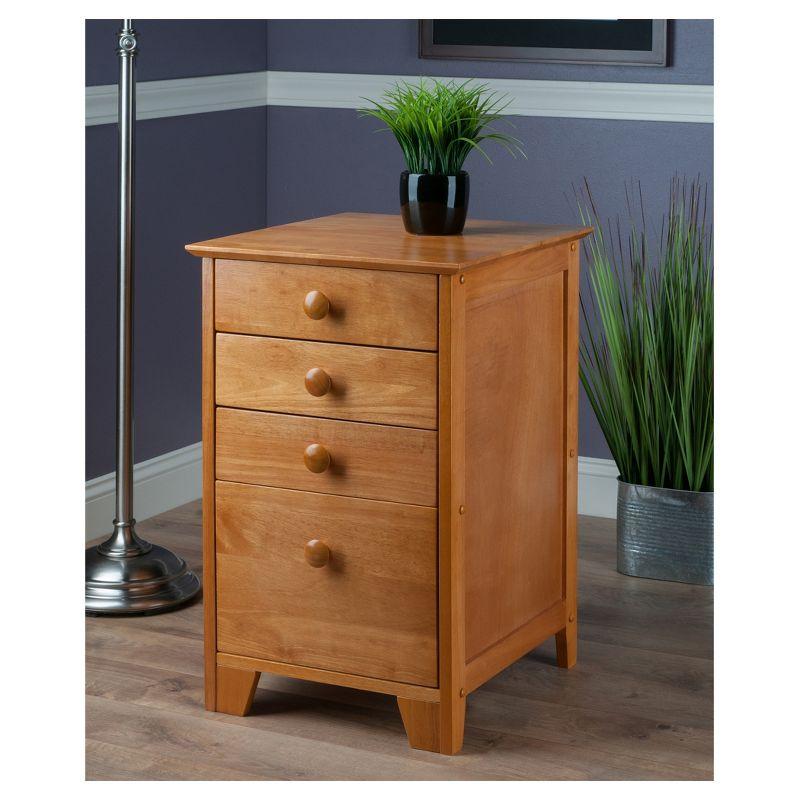 4 Drawers Studio File Cabinet Honey Brown - Winsome: Vertical Storage, Home Office, L-Shaped Desk Compatible