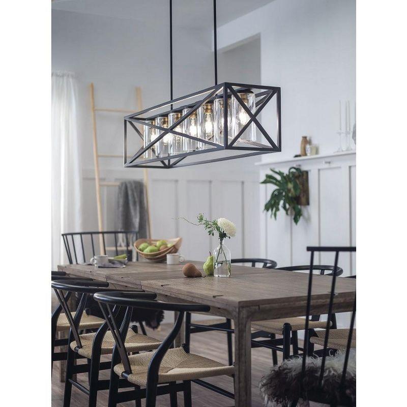 Moorgate 36" 5 Light Linear Chandelier with Clear Glass in Black and Brass