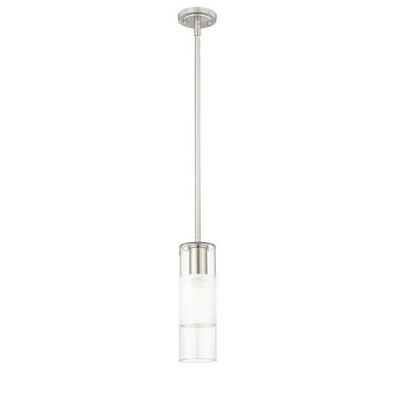 Brushed Nickel Frosted Glass Cylinder Pendant Light