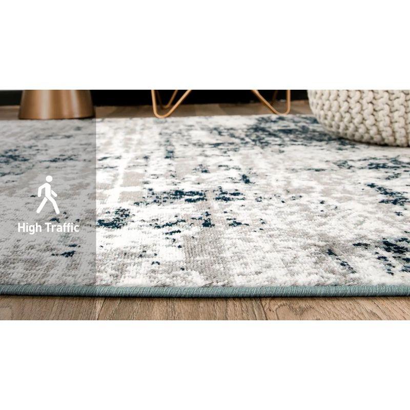 World Rug Gallery Distressed Abstract Blue 6'6" x 9' Area Rug