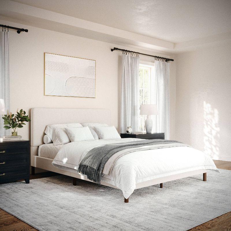 Martha Stewart Martha Stewart Britta Upholstered Platform Bed With Piped Detail Headboard