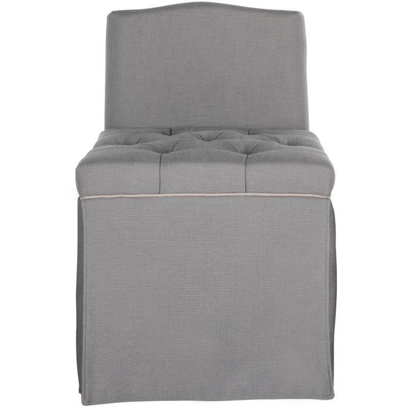 Transitional Grey and Taupe Wood Vanity Chair with Button Tufted Seat