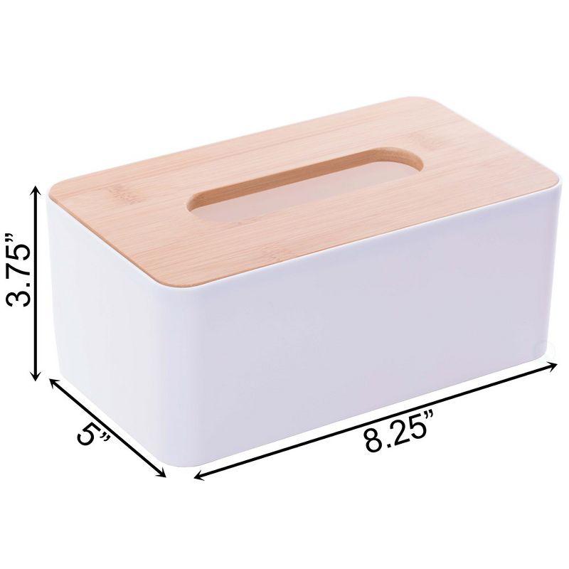 Basicwise Bamboo Removable Top Lid Rectangular Tissue box