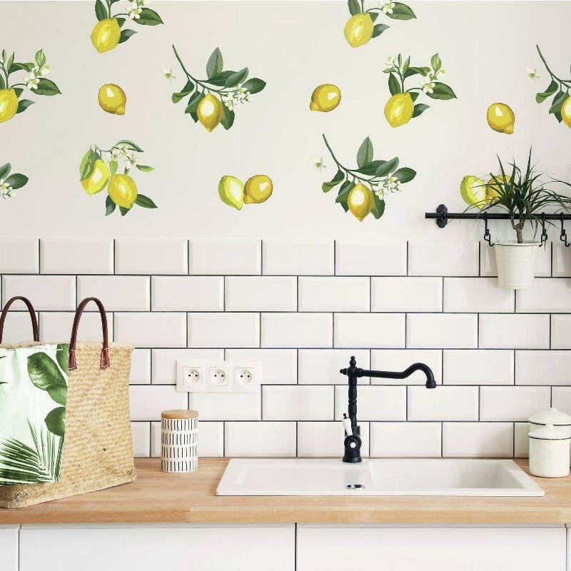 Lemon Peel and Stick Giant Wall Decal - RoomMates: Citrus Decor, Vinyl, Self-Adhesive, 40pc