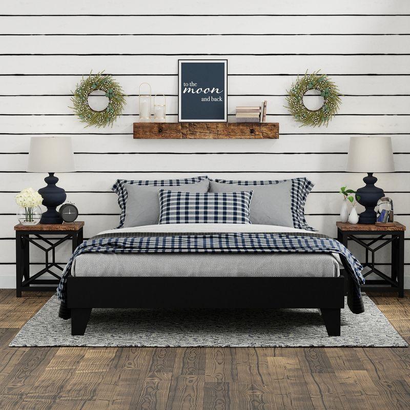 eLuxury Wooden Platform Bed Frame, California King, Black