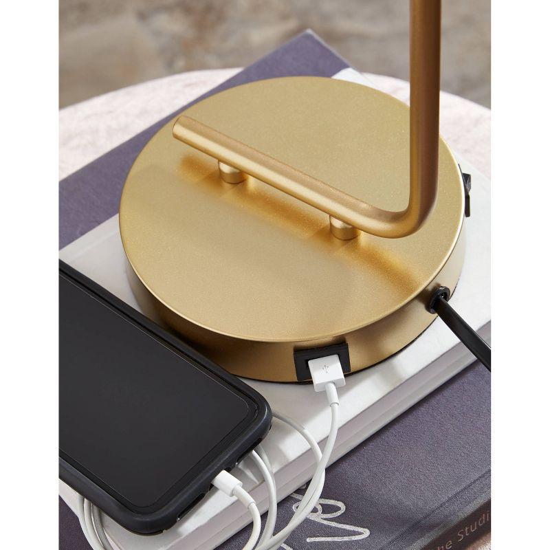 Covybend Metal Desk Lamp Gold - Signature Design by Ashley: Modern Accent, USB Port, No Shade, UL Listed