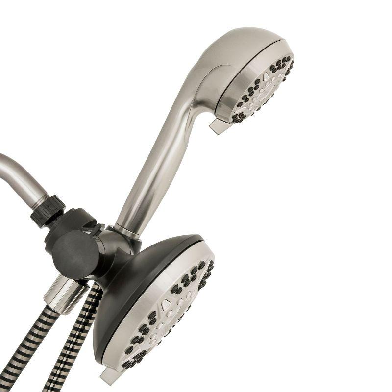 6+6 Power Pulse Dual Shower Head Brushed Nickel - Waterpik: EPA WaterSense, 12 Spray Options, Handheld Combo