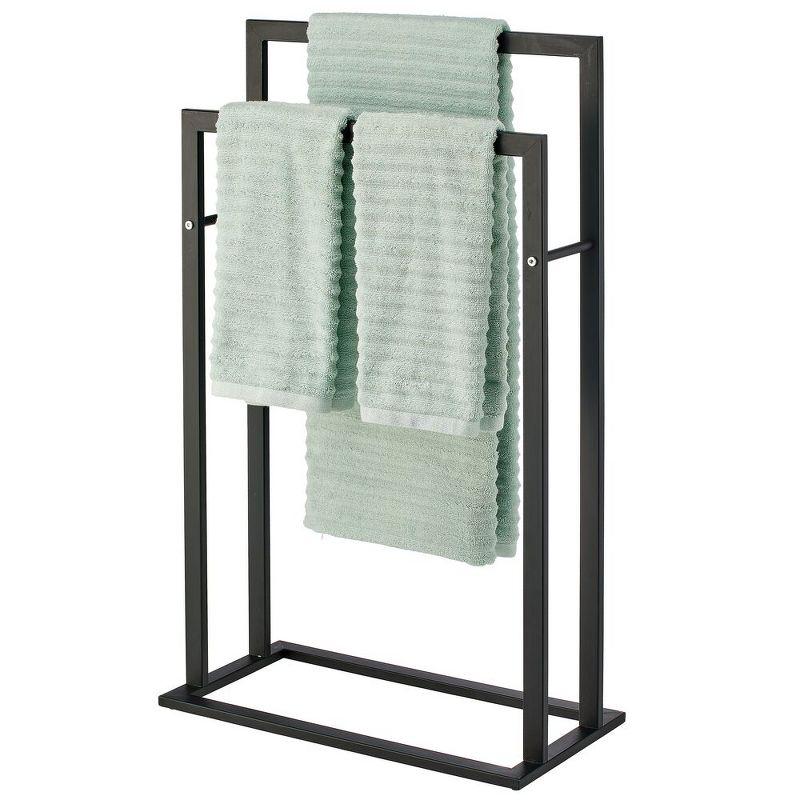 mDesign Metal Tall 2-Tier Free-standing Bathroom Towel Rack