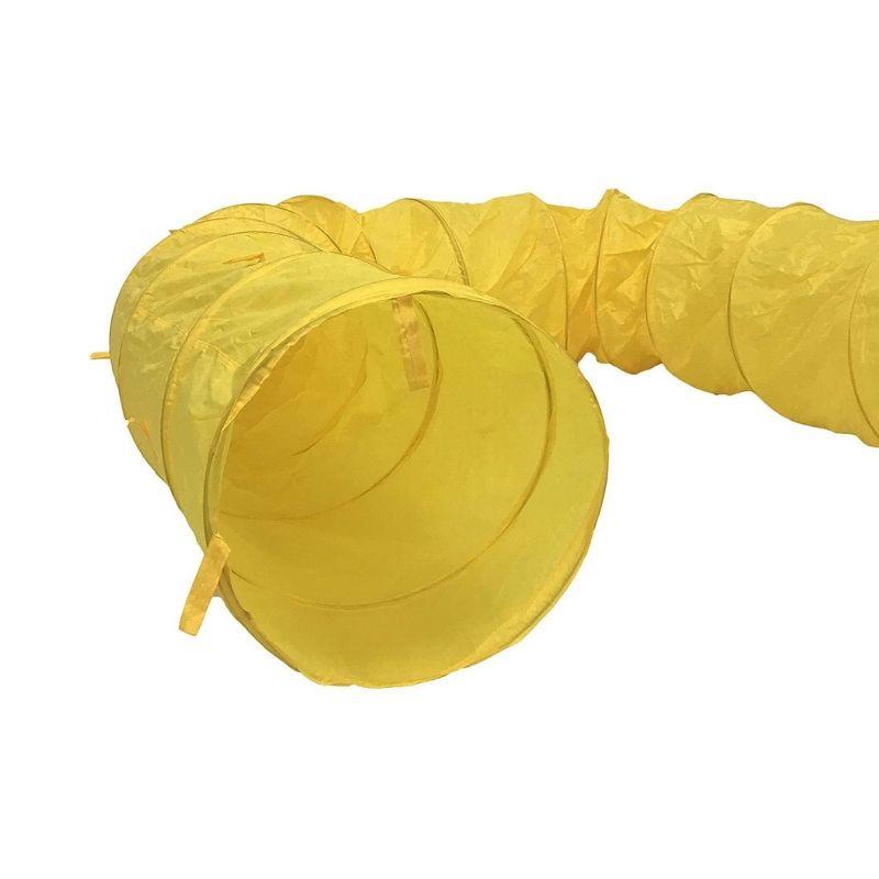 Yellow Foldable Dog Agility Training Tunnel with Stakes