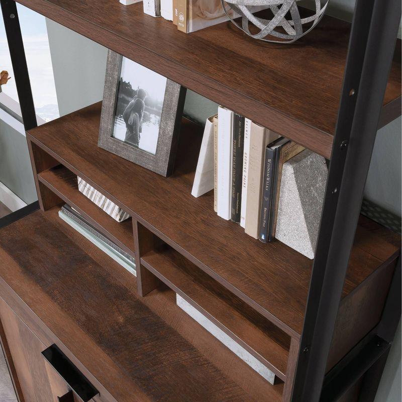 Briarbrook Library Hutch Barrel Oak - Sauder: Industrial Design, Metal Frame, Open Storage & Shelf