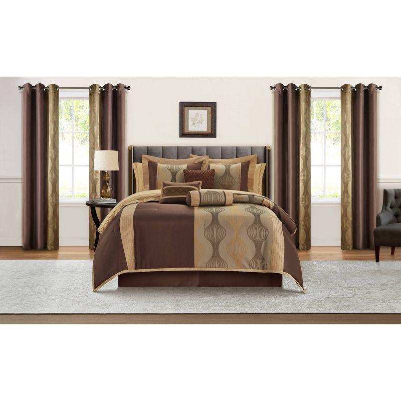 Nanshing America, Inc Kath Microfiber Jacquard 15 Piece Comforter Set