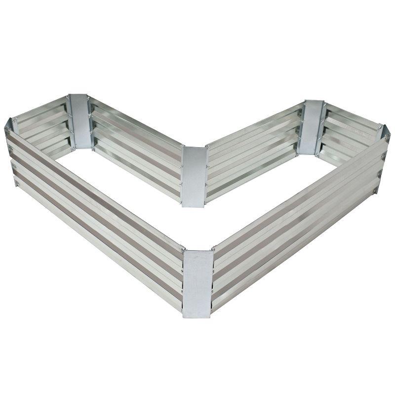 L-Shaped Silver Galvanized Steel Raised Garden Bed