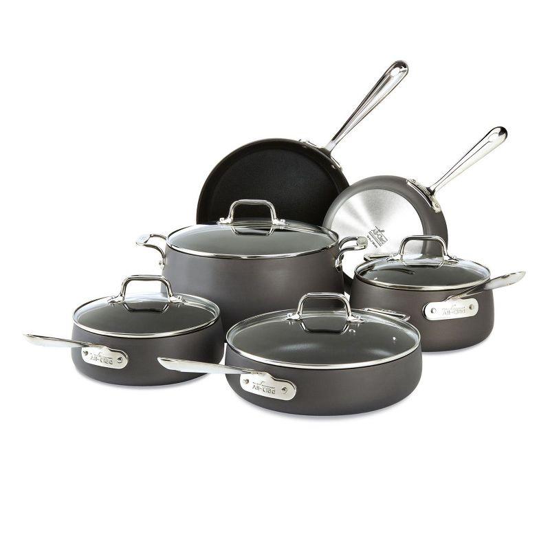 10-Piece Hard Anodized Nonstick Cookware Set with Stainless Steel Handles