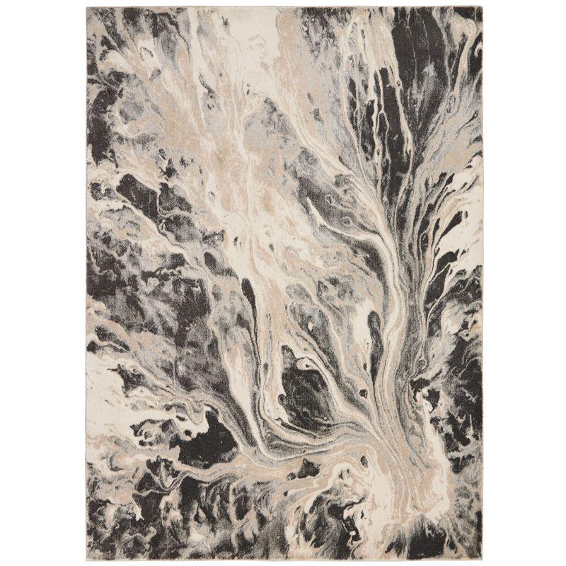 Cosmopolitan Chic Abstract Grey Synthetic 5' x 7' Area Rug