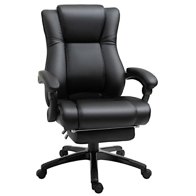 Hokku Designs Executive High Back Office Chair Executive Computer Desk Chair with PU Leather, Adjustable Height and Retractable Footrest, Black