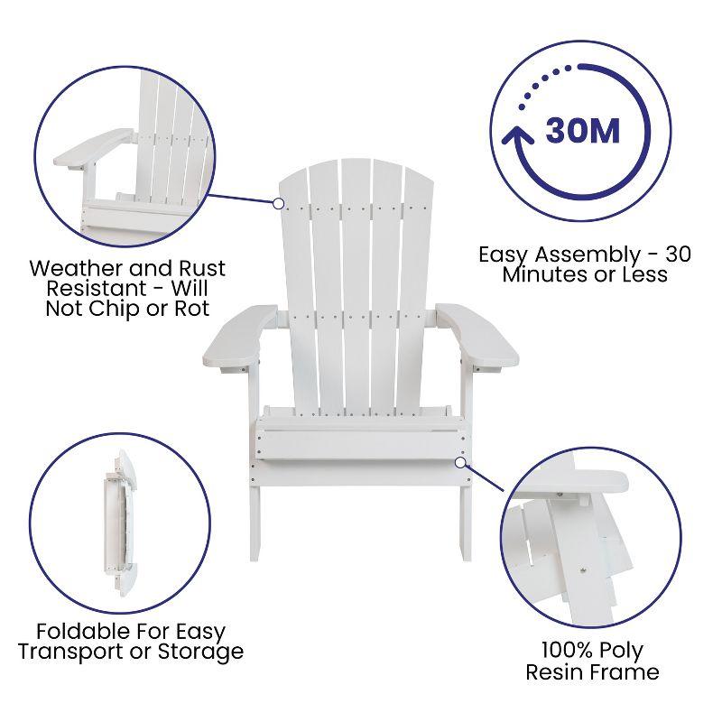 Merrick Lane Set of 2 Weather Resistant Folding Adirondack Patio Chairs With Vertical Lattice Backs and Comfort Foam Cushions