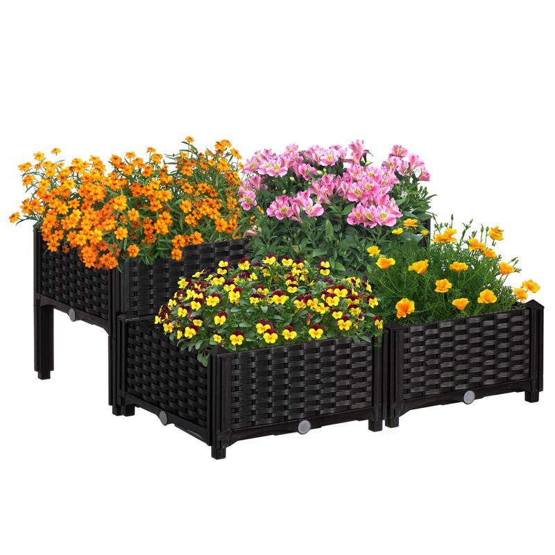 Rattan Raised Garden Bed Flower Planter