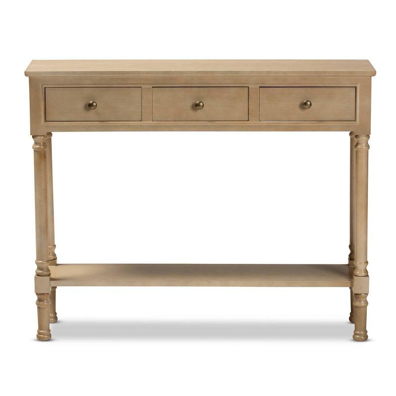 3 Drawer Calvin Wood Entryway Console Table - Baxton Studio