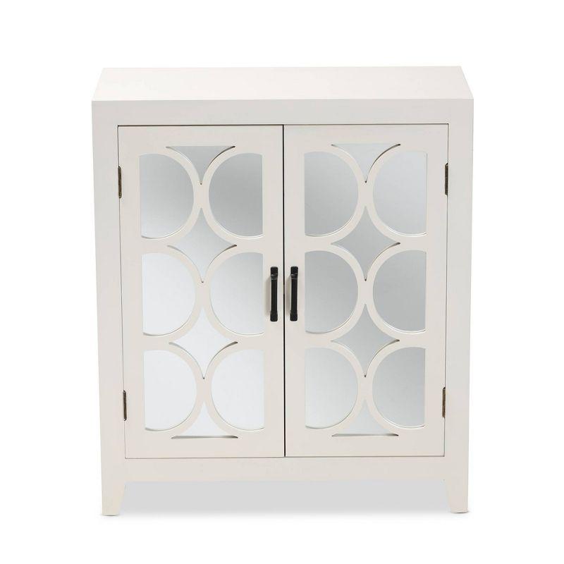 Garcelle Chic White and Mirrored Glass Circular 2-Door Sideboard