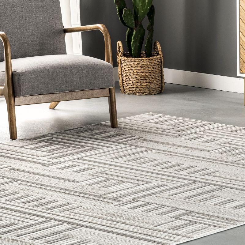 Reversible Abstract Synthetics Area Rug, 5' x 8', Gray