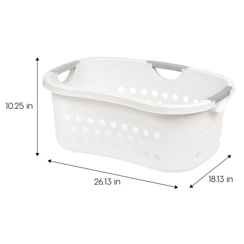 IRIS USA Laundry Basket 50L Large Plastic Hip Hold Hamper with Built-In Comfort Carry Handles, 3-Pack, 1.5 Bushel Hamper, Closet Laundry Room, White