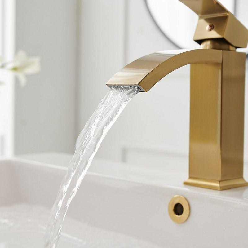 BWE Waterfall Single Hole Single Handle Bathroom Faucet in Brushed Gold