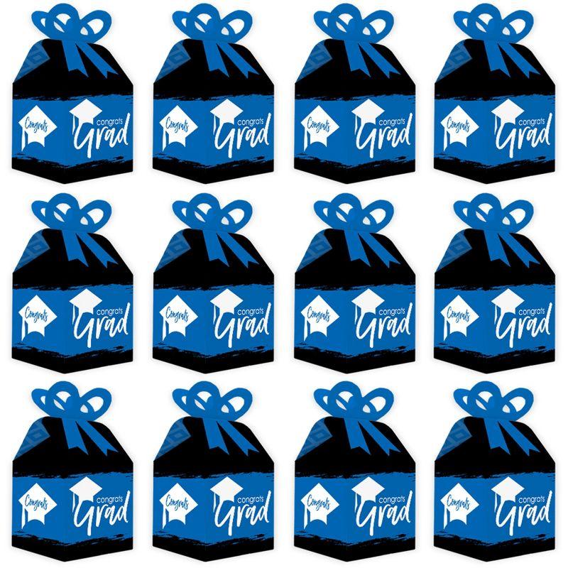 Big Dot of Happiness Blue Grad - Best is Yet to Come - Square Favor Gift Boxes -  Royal Blue Graduation Party Bow Boxes - Set of 12