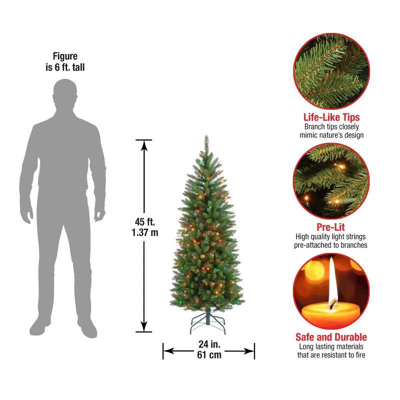 Prelit Pencil Slim Kingswood Fir Artificial Christmas Tree Multicolor Lights - National Tree Company