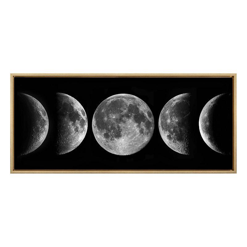 Kate & Laurel All Things Decor 18"x40" Sylvie Phases of the Moon Art: Transitional Style, Sawtooth Back, Digital Art