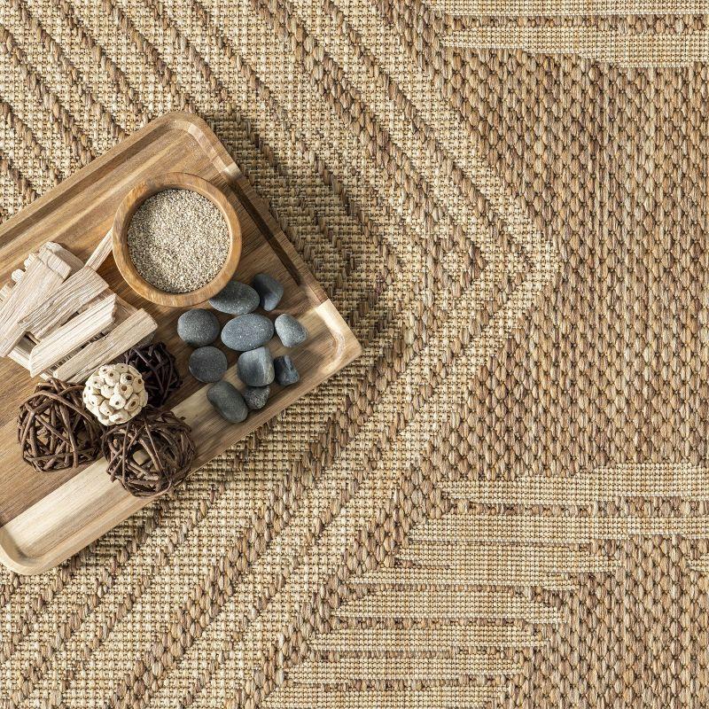 nuLOOM 4' x 5' Outdoor Geometric Area Rug, Stain Resistant, Weather Resistant, High Traffic, Patio, Balcony, Outside, Ranya Light Brown
