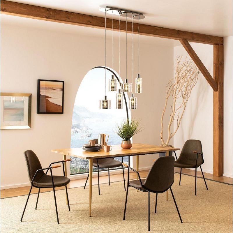 Luxurious Sculptural Chrome Pendant with LED Lights, 84.5" H