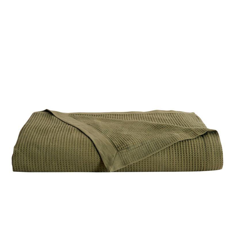 Twin Olive Green Cotton Knitted Blanket