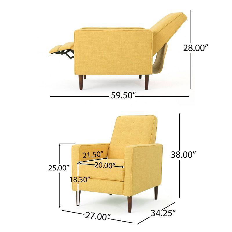 Mid-Century Modern Muted Yellow Microfiber Recliner