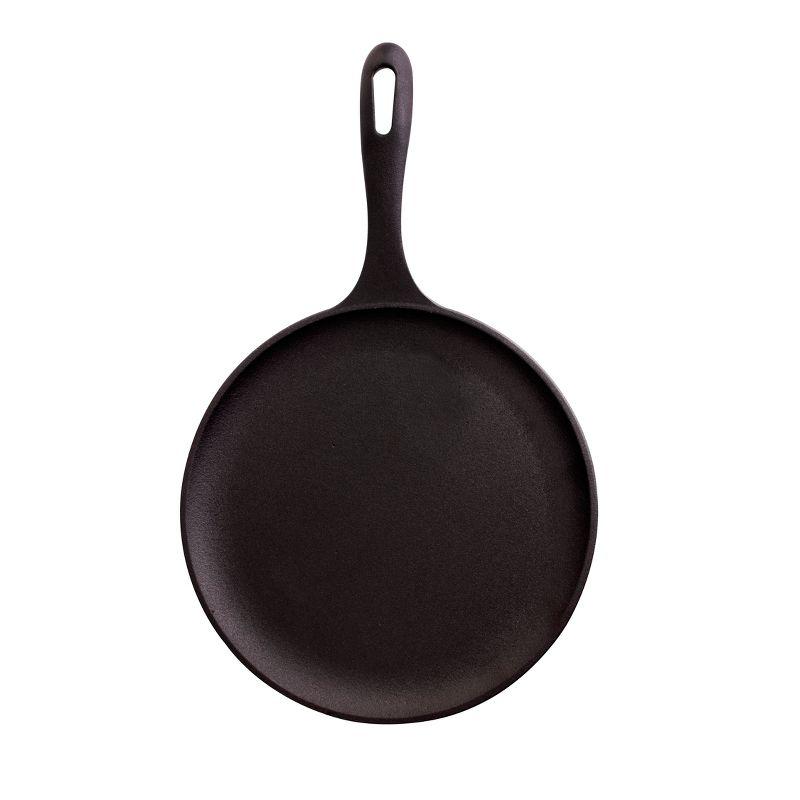 Victoria Preseasoned Cast Iron 10.5" Griddle Pan with a Long Handle