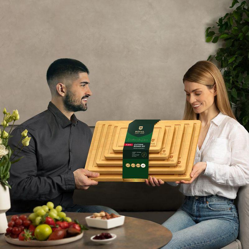 Royal Craft Wood Bamboo Cutting Board Set of 5