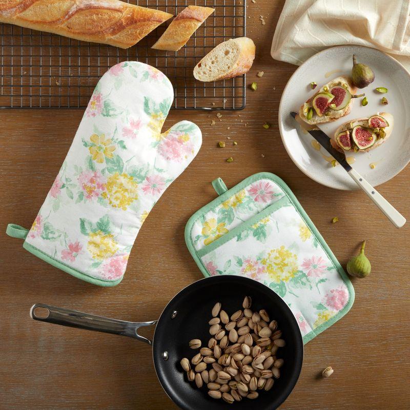 Martha Stewart Amber Floral Oven Mitt & Pot Holder Set 2-Pack