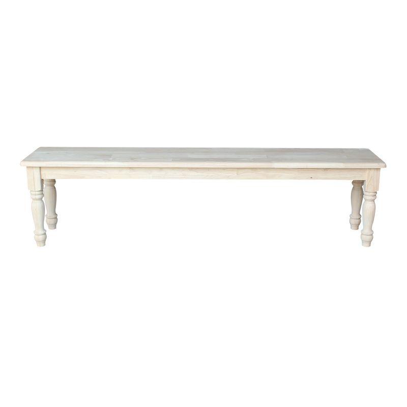 Shaker-Inspired White Solid Parawood 74'' Bench with Tapered Legs