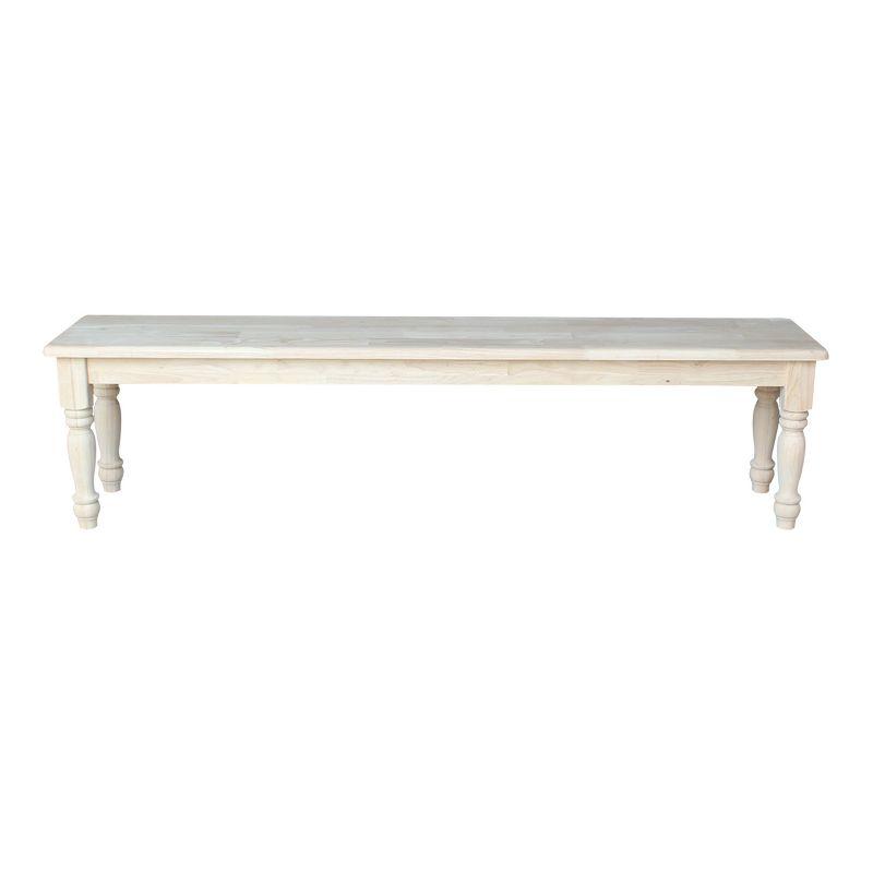 72" Shaker Style Bench with Turned Legs Unfinished - International Concepts: Solid Wood, Entryway Seating