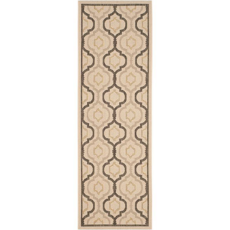 Courtyard CY7938 Power Loomed Indoor and Outdoor Accent Rug - Beige/Black - 2'7"x5' - Safavieh