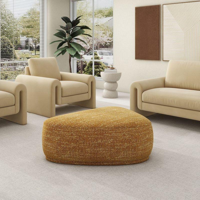 Jennifer Taylor Home Pebble 44" Rounded Triangle Cocktail Ottoman, Mustard Yellow Tweed