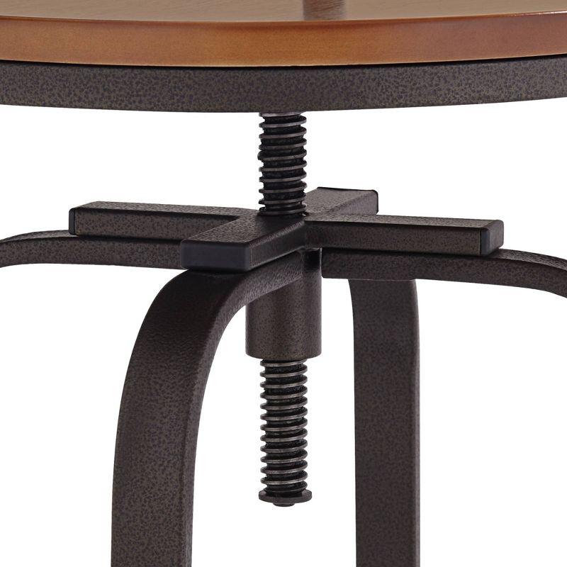 Kensington Hill Rookery Hammered Bronze and Wood Adjustable Swivel Bar Stool