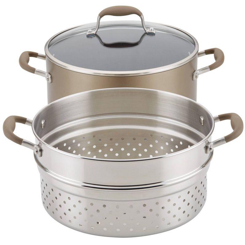 Anolon Anolon Advanced Home Hard Anodized Nonstick Wide Stockpot With Steamer Insert Set, 3-Piece,  8.5-Quart