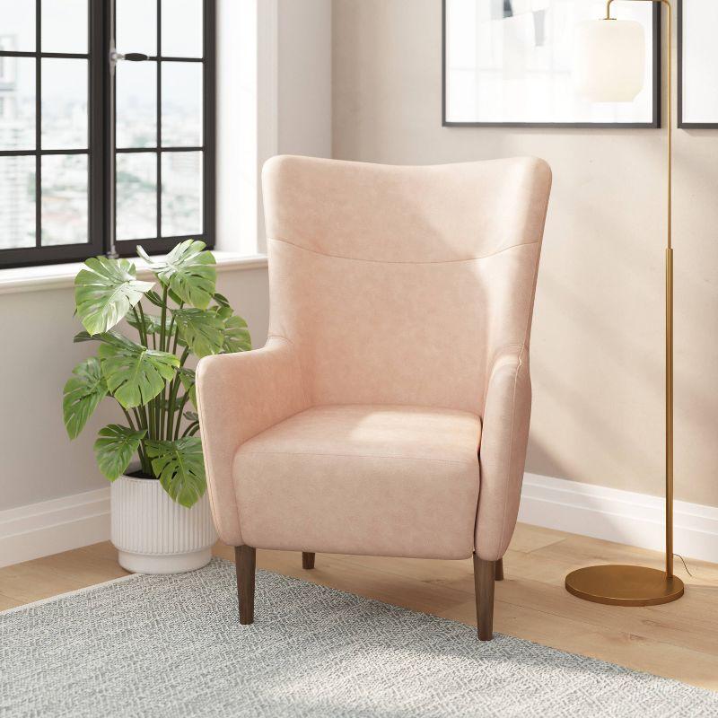 Taylor & Logan Reggie Wingback Chair: Faux Leather, Wood Frame, 300 lbs Capacity