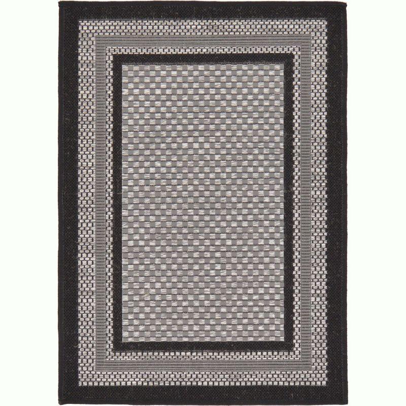 Unique Loom 2' 2 x 3' 0 Gray Outdoor Border Multi Border Area Rug