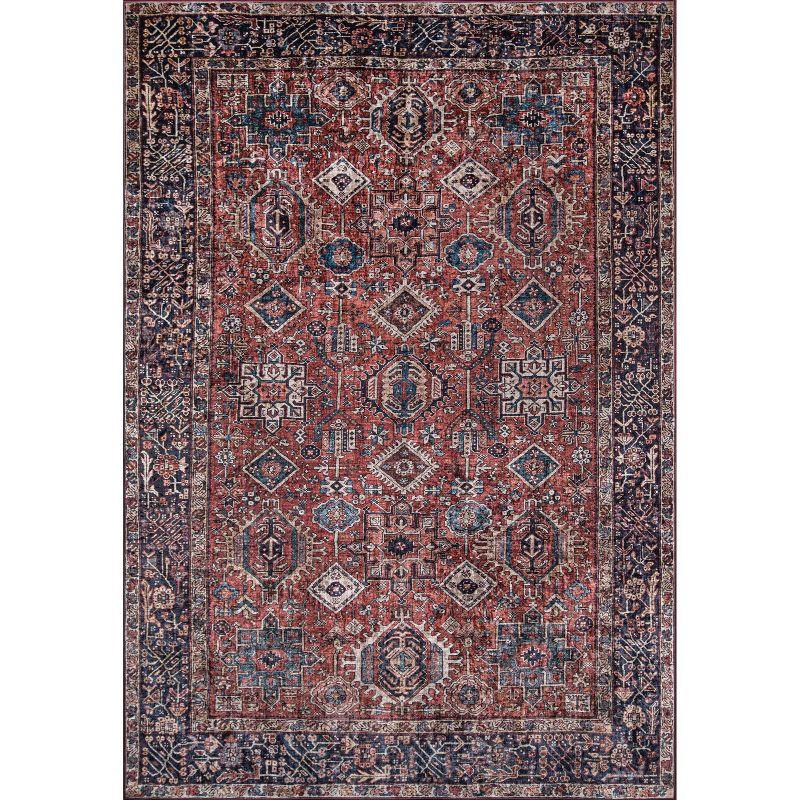 6'x9' Karachi Mila Area Rug Rust - Momeni: Bohemian Geometric Medium Pile, Indoor, Polyester, Machine Made
