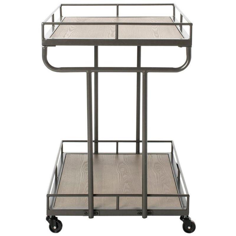 Dawson 2 Tier Rectangle Bar Cart - BCT6200A - Rustic Oak/Gunmetal - Safavieh