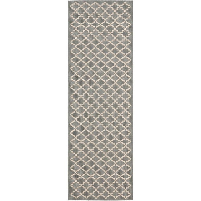 Courtyard CY6919 Power Loomed Indoor and Outdoor Runner Rug - Anthracite/Beige - 2'3"x18' - Safavieh