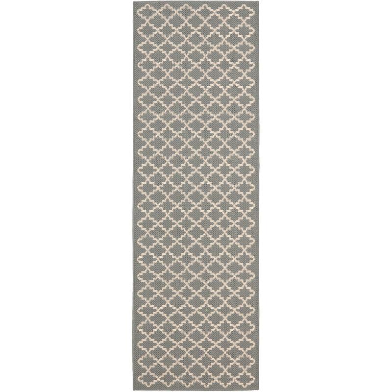 Gray Geometric Synthetic Indoor/Outdoor Area Rug 27" x 18"