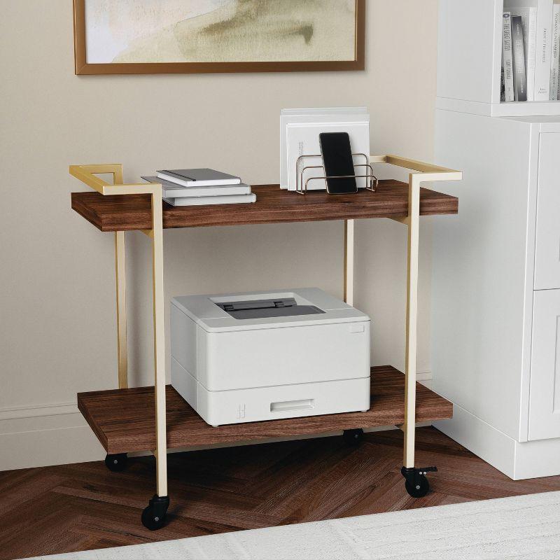 Ulery Martha Stewart Liam Mobile 2 Tier Home Office Printer Cart with Side Storage